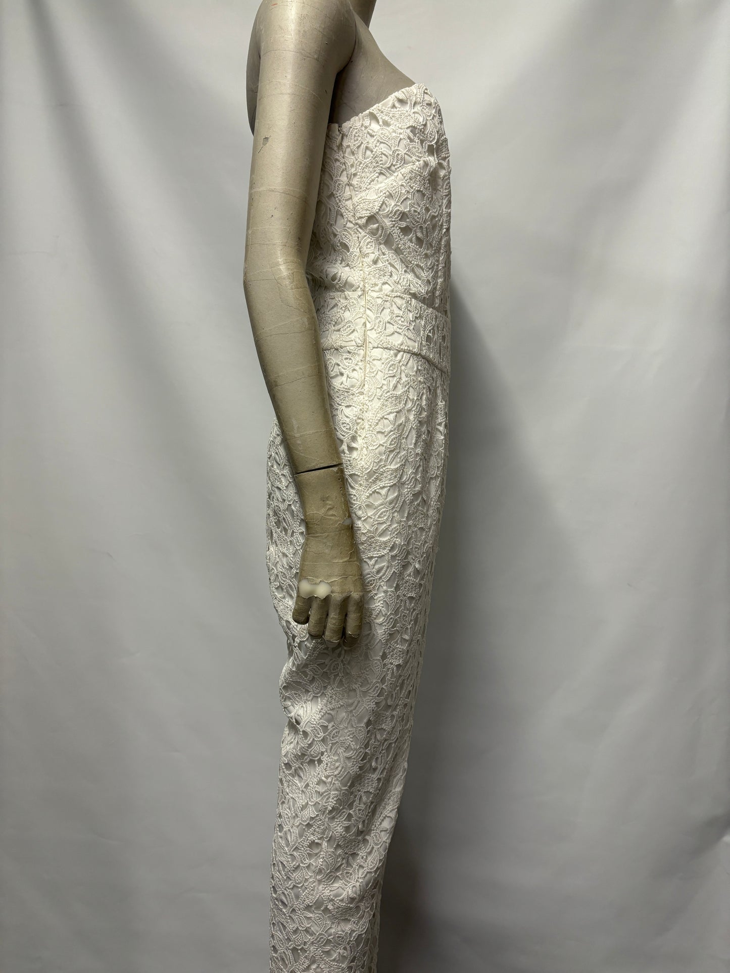 J Crew White Lace One Shoulder Jumpsuit 2/Small