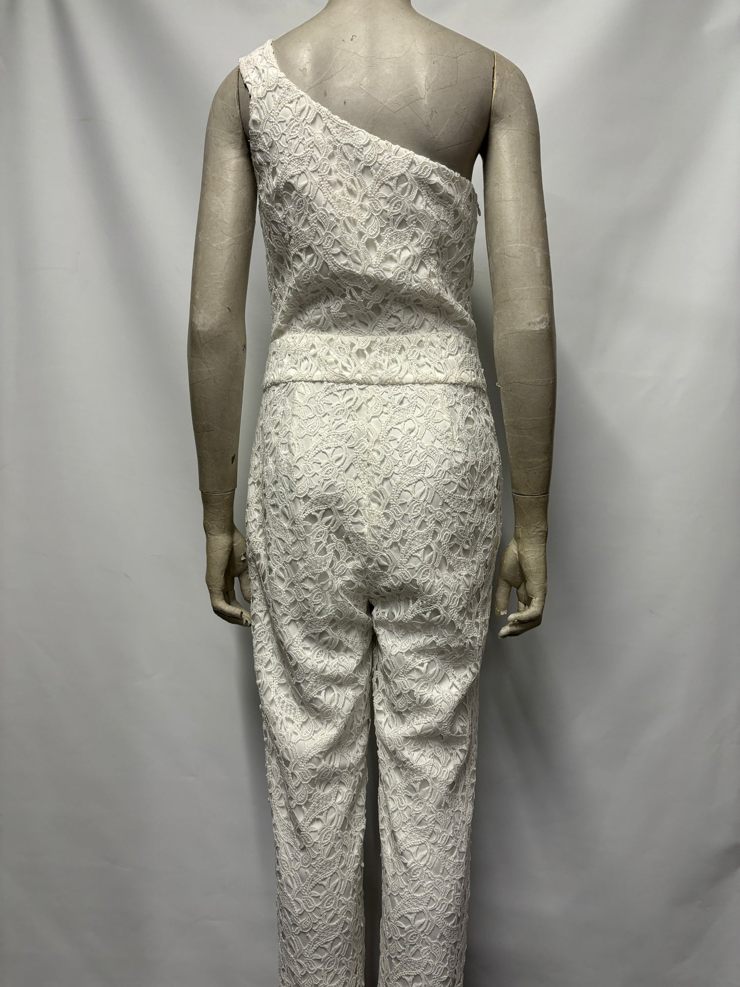 J Crew White Lace One Shoulder Jumpsuit 2/Small