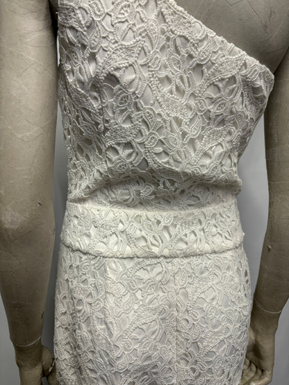 J Crew White Lace One Shoulder Jumpsuit 2/Small