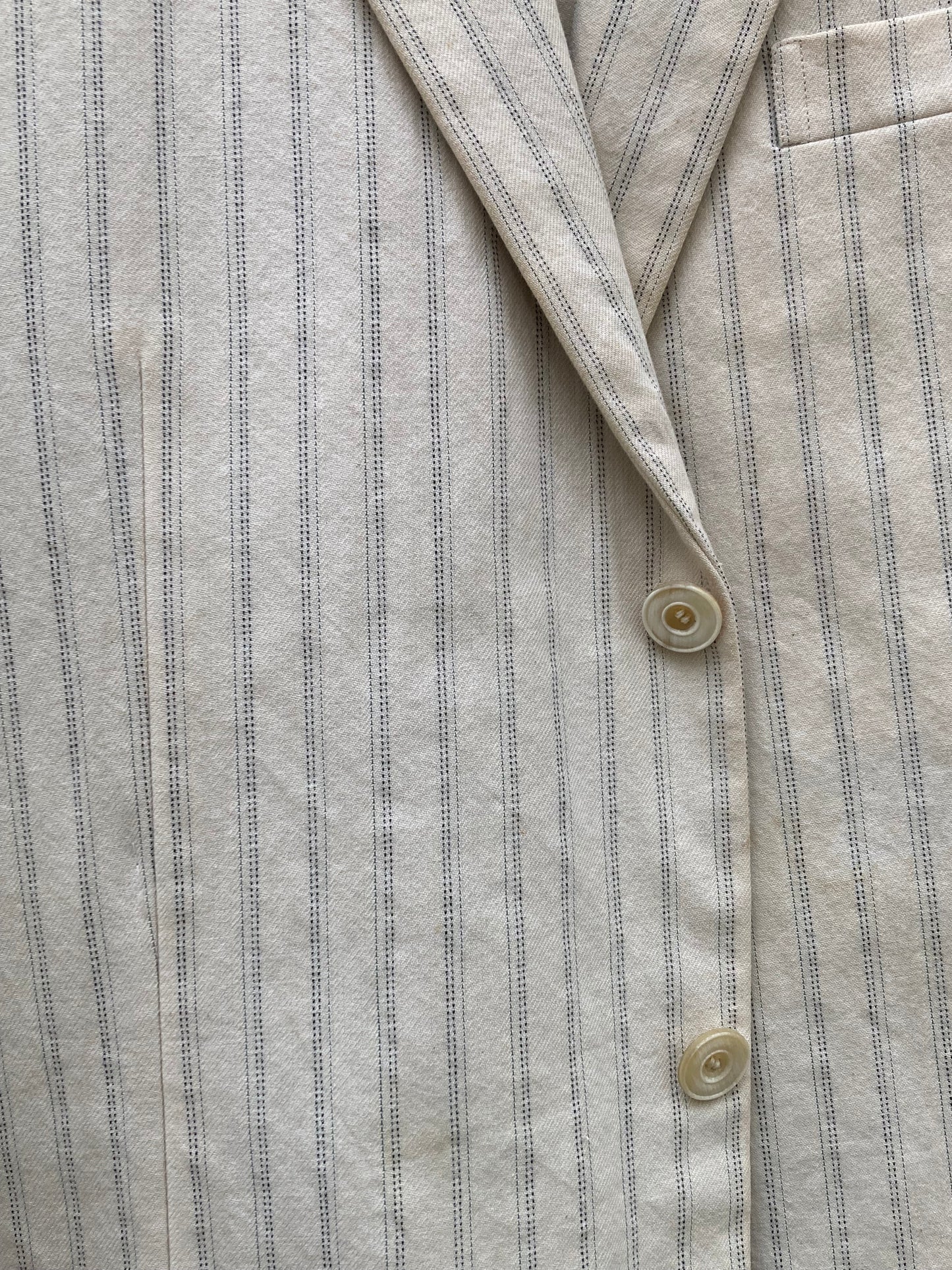 Yohji Yamamoto Costume D'Homme Cream Pinstriped Suit Size Medium