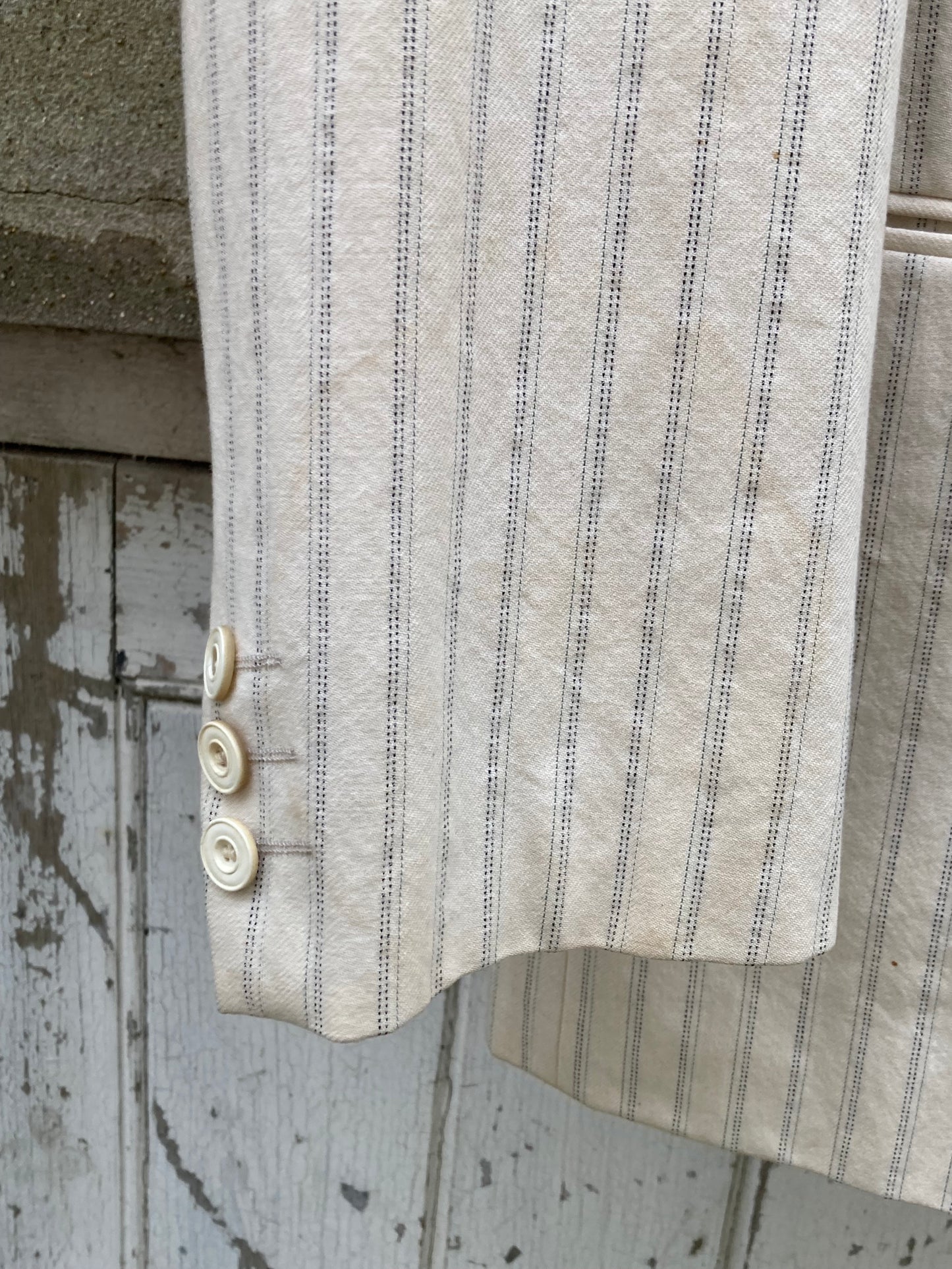 Yohji Yamamoto Costume D'Homme Cream Pinstriped Suit Size Medium