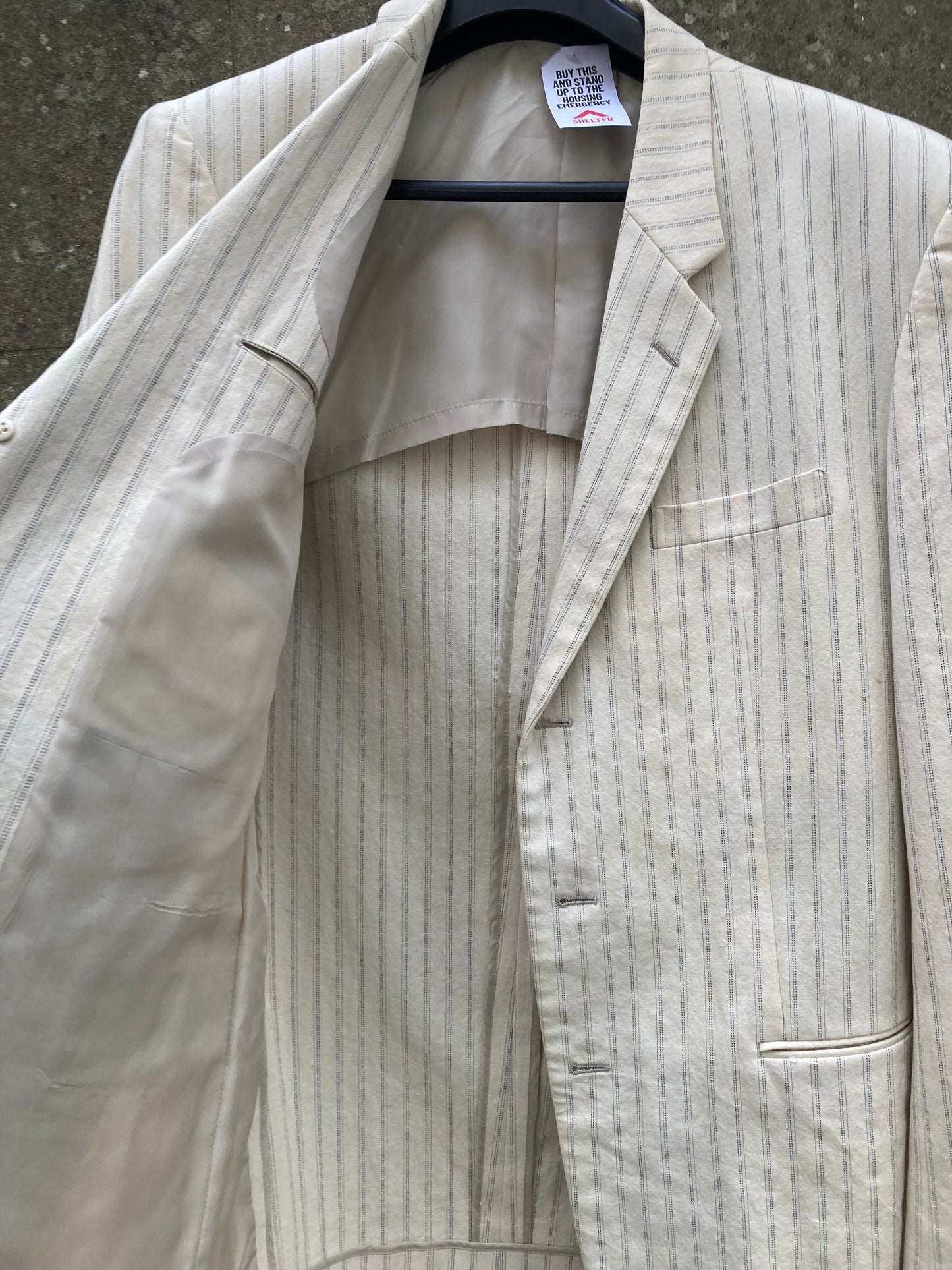 Yohji Yamamoto Costume D'Homme Cream Pinstriped Suit Size Medium