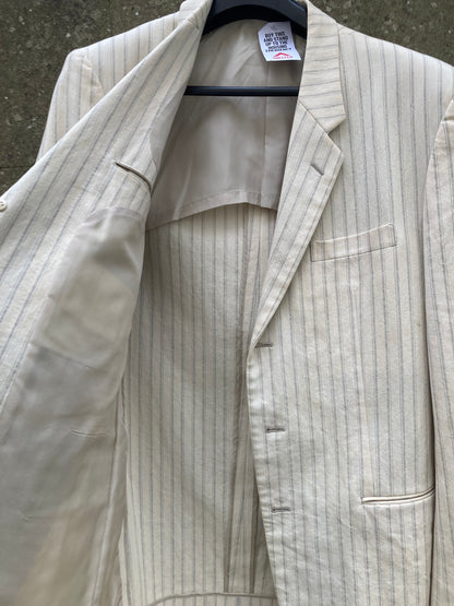 Yohji Yamamoto Costume D'Homme Cream Pinstriped Suit Size Medium