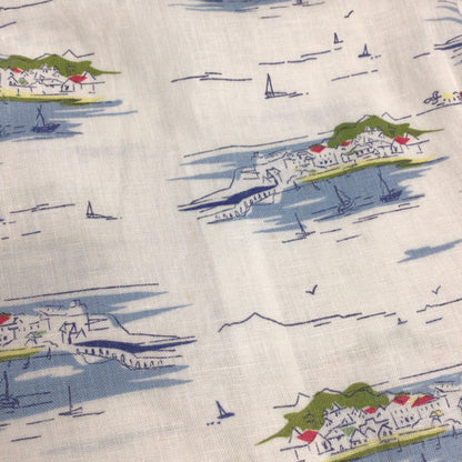 Hobbs White & Blue Seaside Town Print 100% Linen Tie Waist Dress Size 16