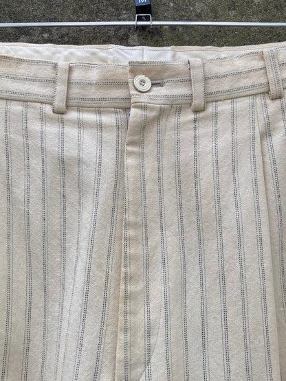 Yohji Yamamoto Costume D'Homme Cream Pinstriped Suit Size Medium