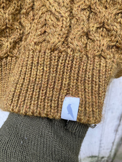 Peregrine Mustard Aran Knit Jumper Size Medium