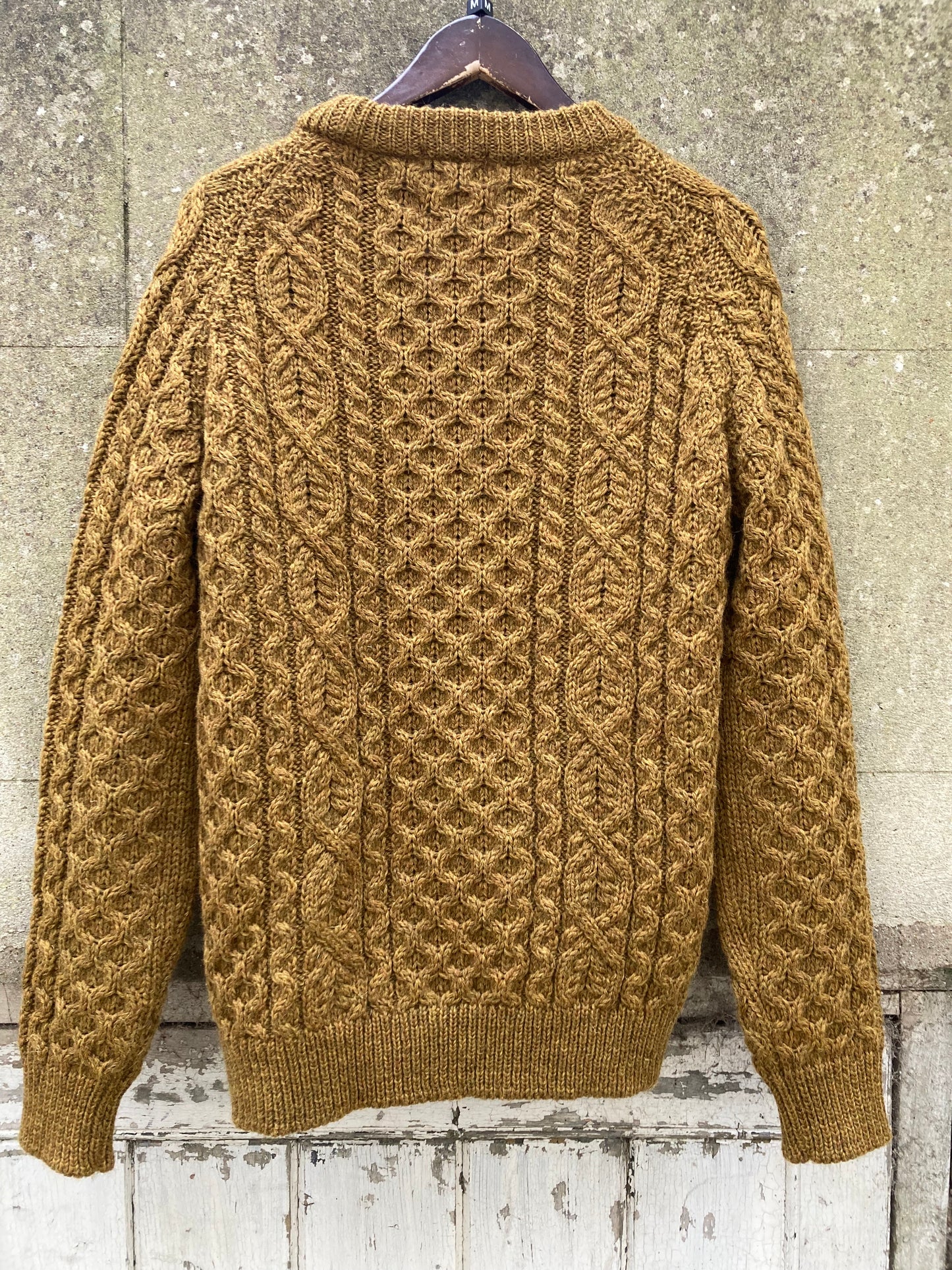 Peregrine Mustard Aran Knit Jumper Size Medium