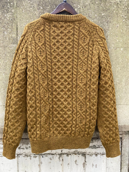 Peregrine Mustard Aran Knit Jumper Size Medium