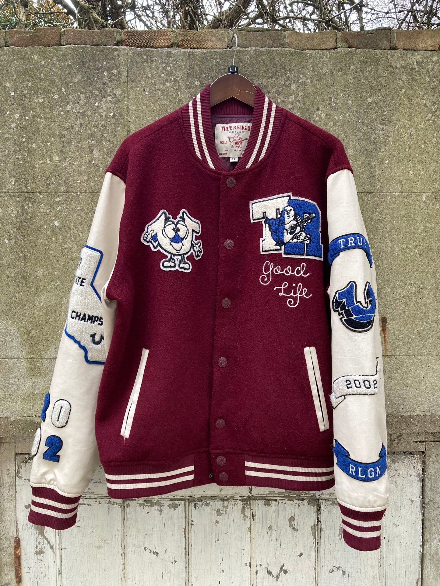 True Religion Burgundy Varsity Jacket Size Large