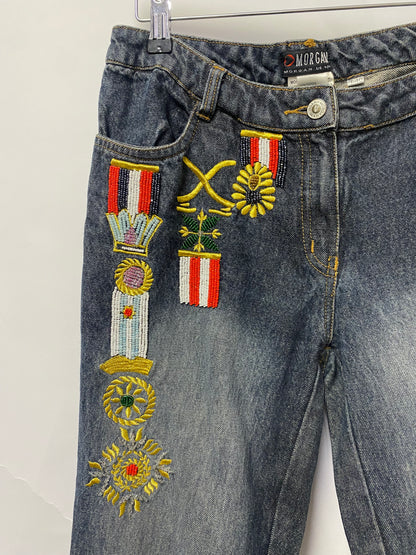 Morgan Grey Jeans With Badges W30