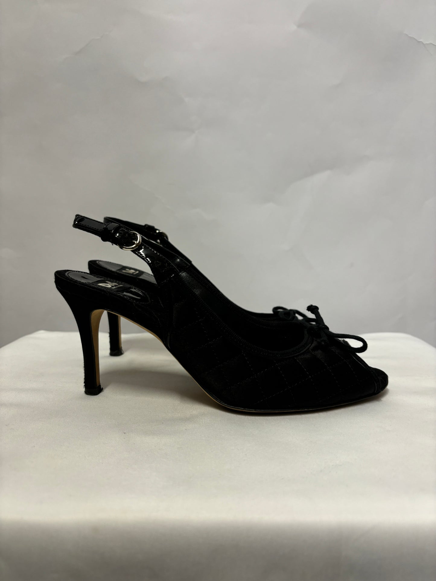 Dolce & Gabbana Black Quilted Peep Toe Heels 3.5/36.5