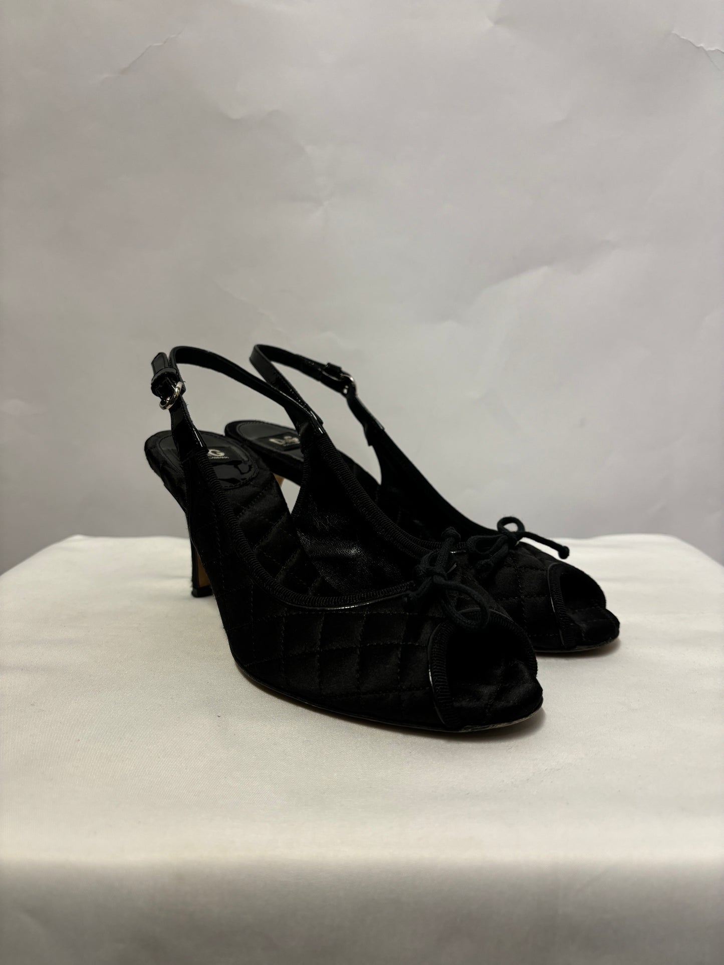 Dolce & Gabbana Black Quilted Peep Toe Heels 3.5/36.5