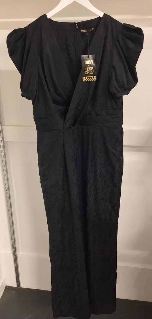 BNWT Biba x Tess Daly Black Jacquard Zebra Jumpsuit Size 16 (XL)