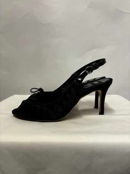 Dolce & Gabbana Black Quilted Peep Toe Heels 3.5/36.5