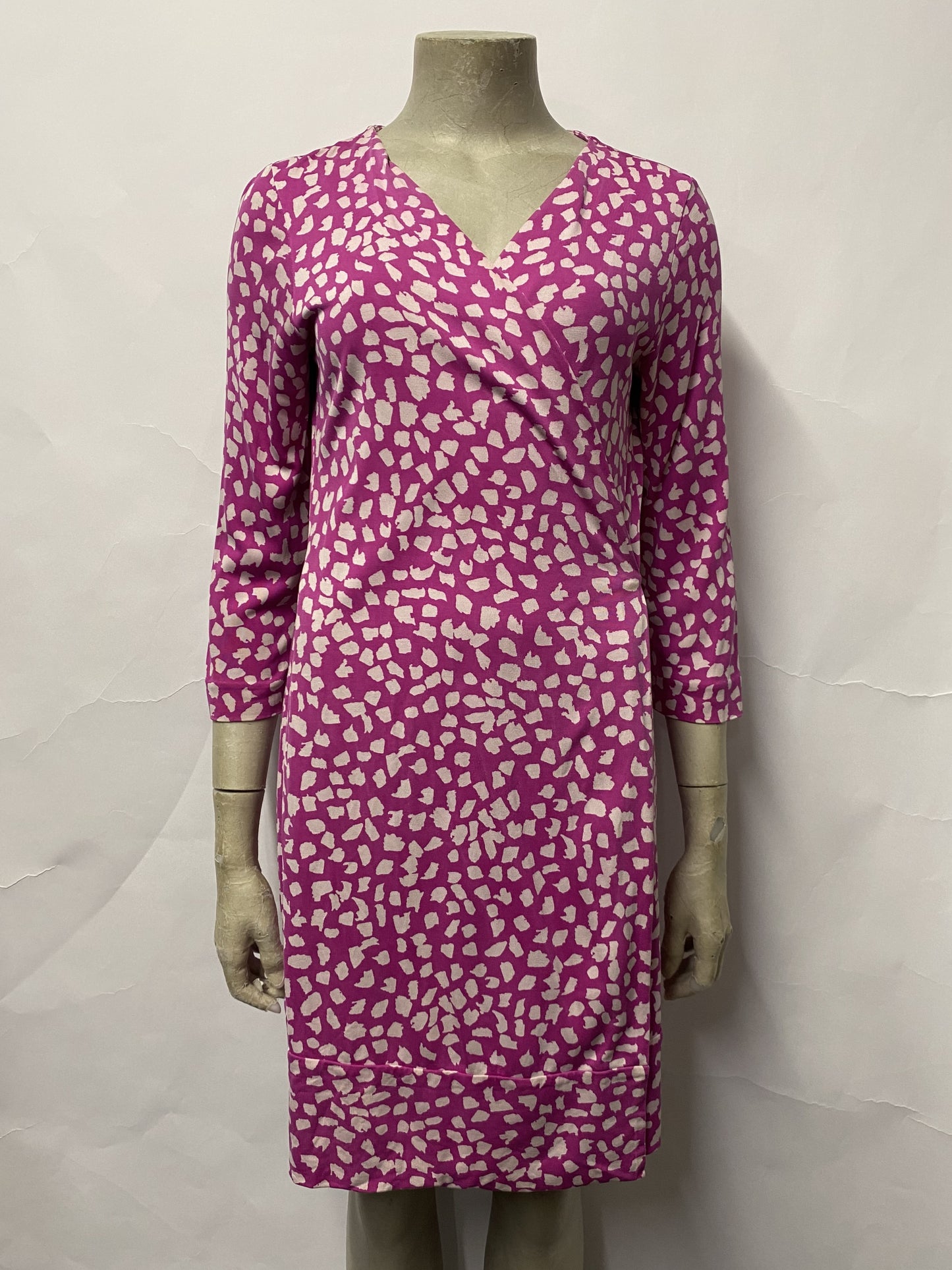 Diane Von Furstenberg Purple and White Patterned Silk Wrap Dress 8/12