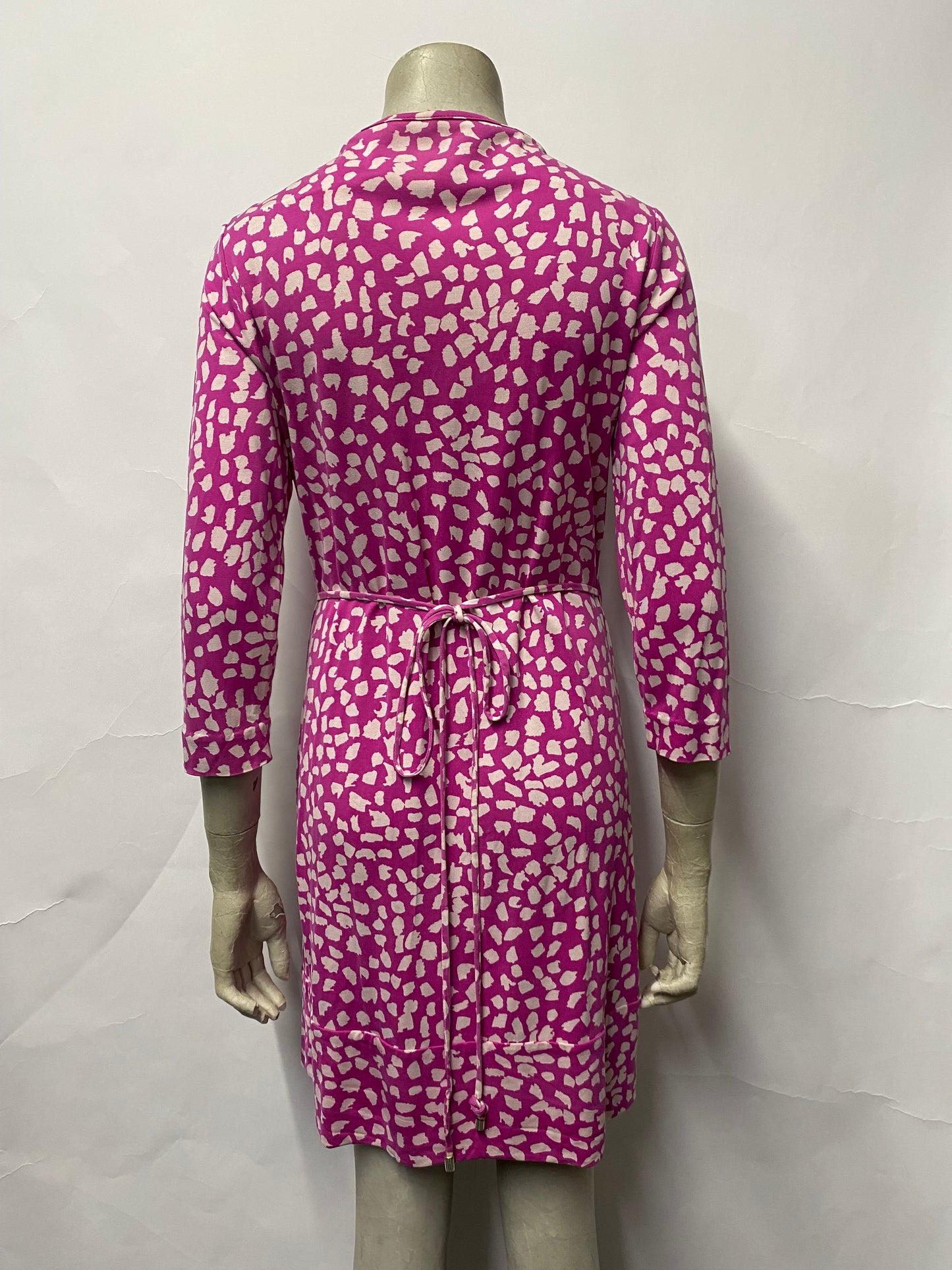 Diane Von Furstenberg Purple and White Patterned Silk Wrap Dress 8/12