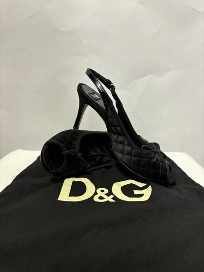 Dolce & Gabbana Black Quilted Peep Toe Heels 3.5/36.5