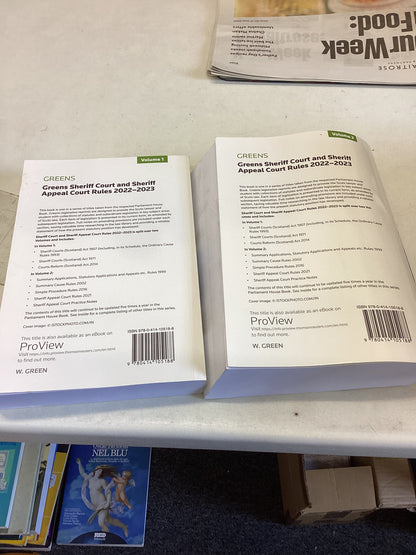 Sheriff Court and Sheriff Appeal Court Rules 2022-2023 Volume 1 and 2