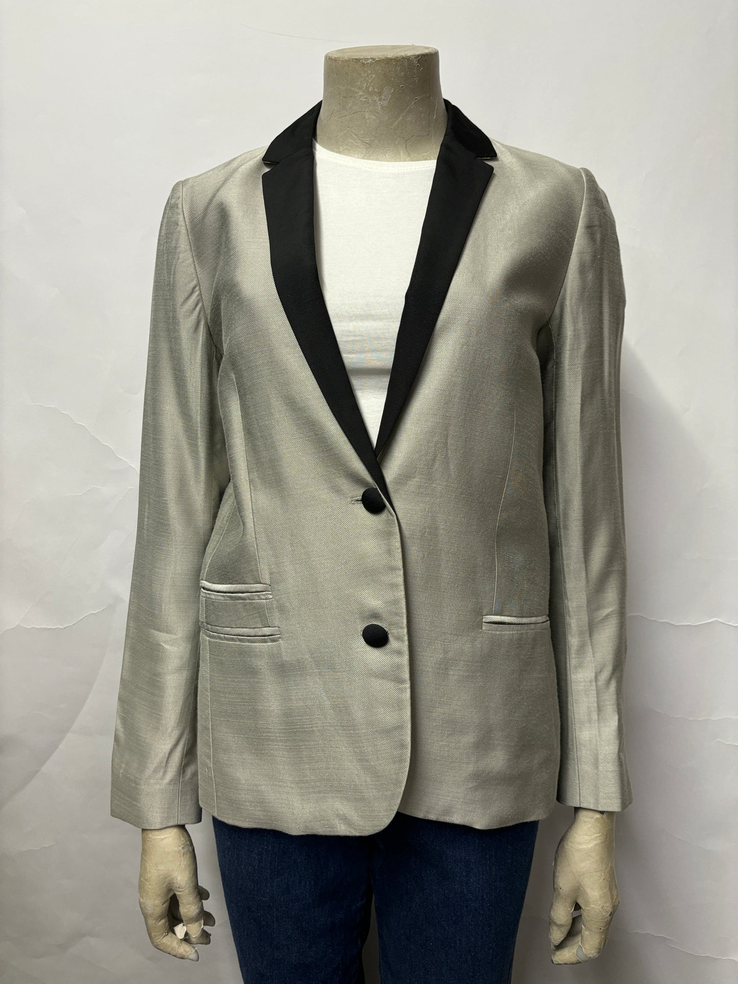 Zadig & Voltaire Metallic Grey and Black Blazer 8