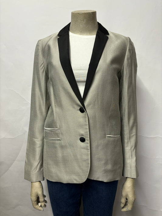 Zadig & Voltaire Metallic Grey and Black Blazer 8