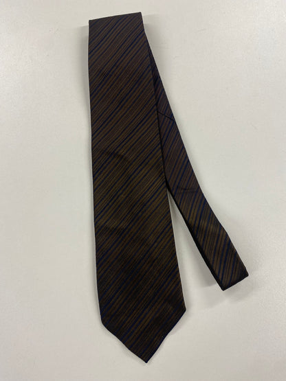 Gucci Brown and Blue Diagonal Stripe Silk Tie