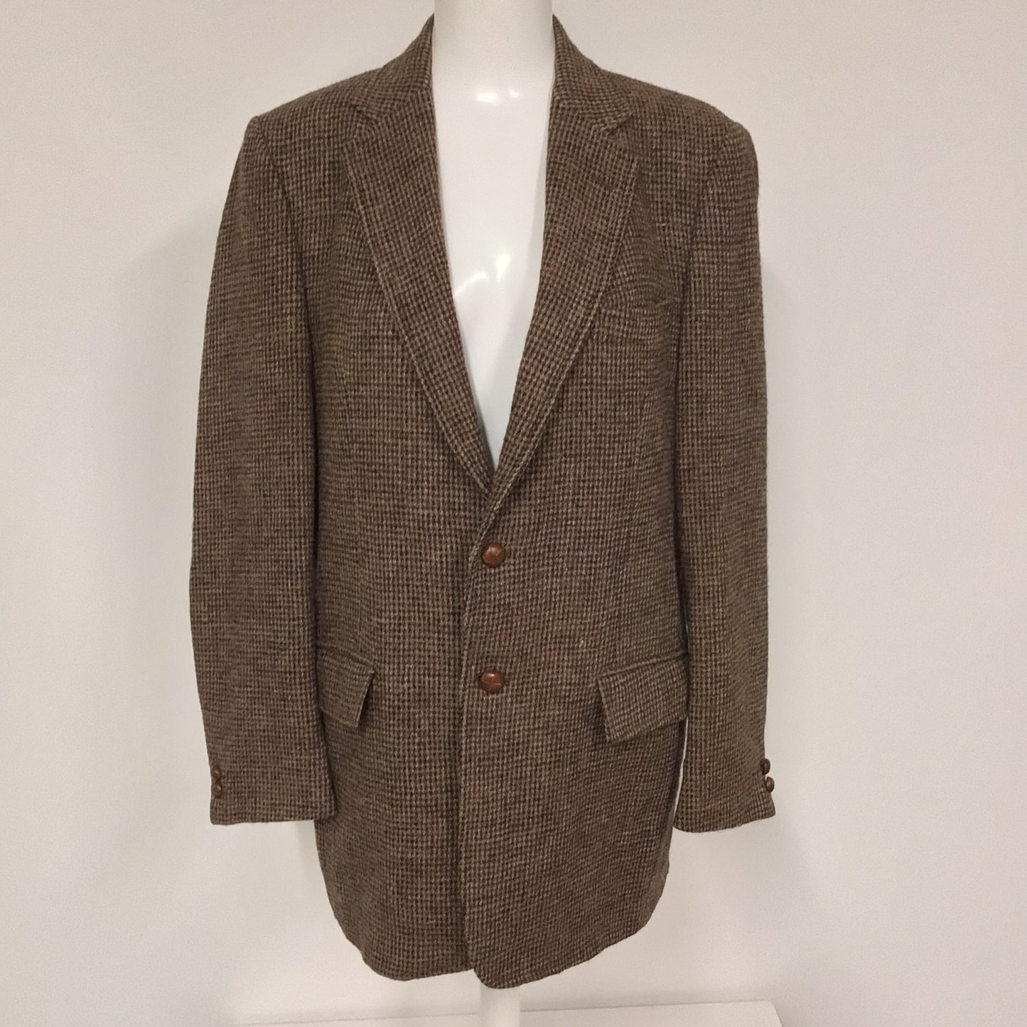 Stanley Blacker Brown Harris Tweed 2 Button Jacket Blazer Size 42L