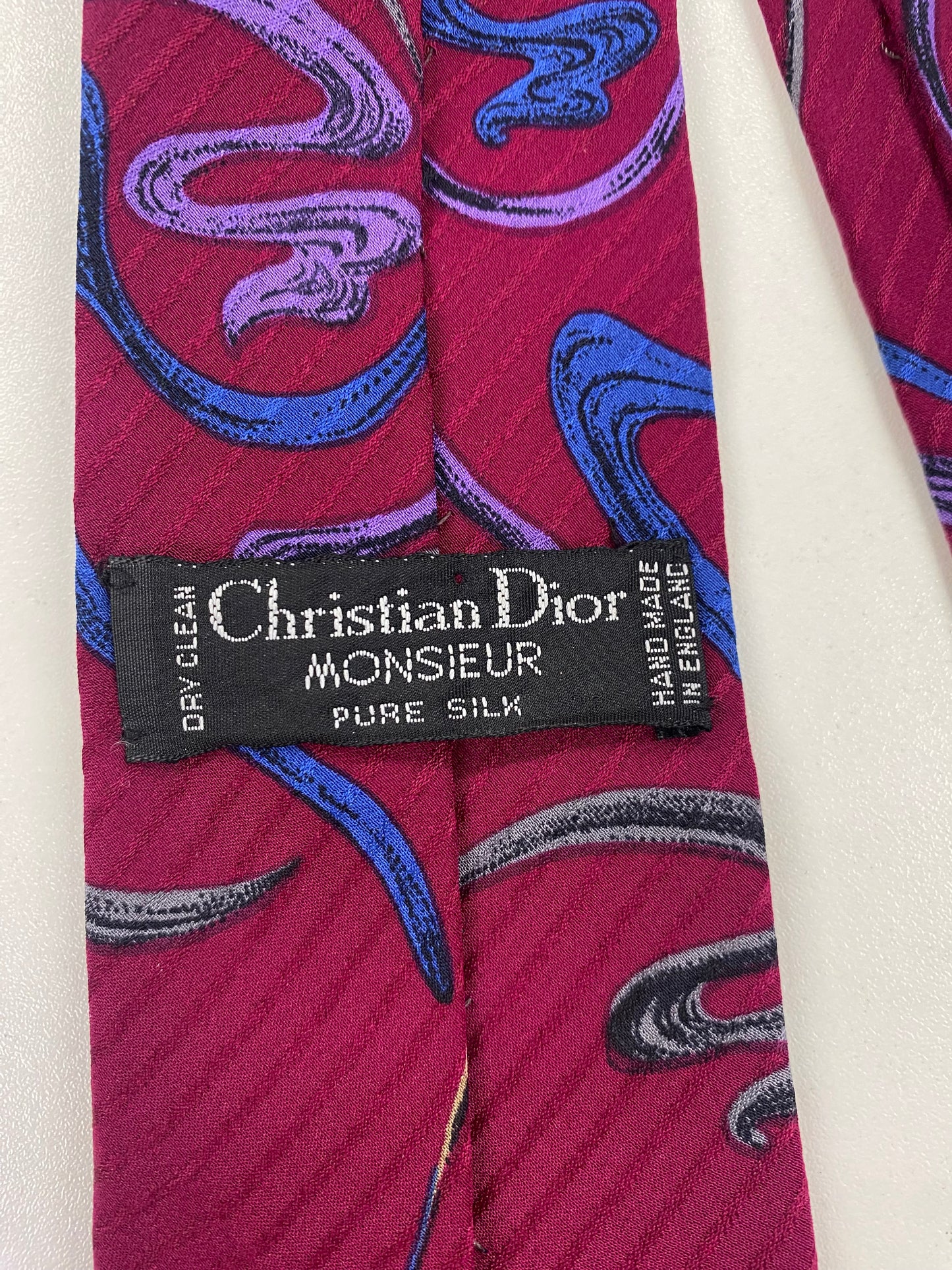 Christian Dior Monsieur Purple Patterned Silk Tie