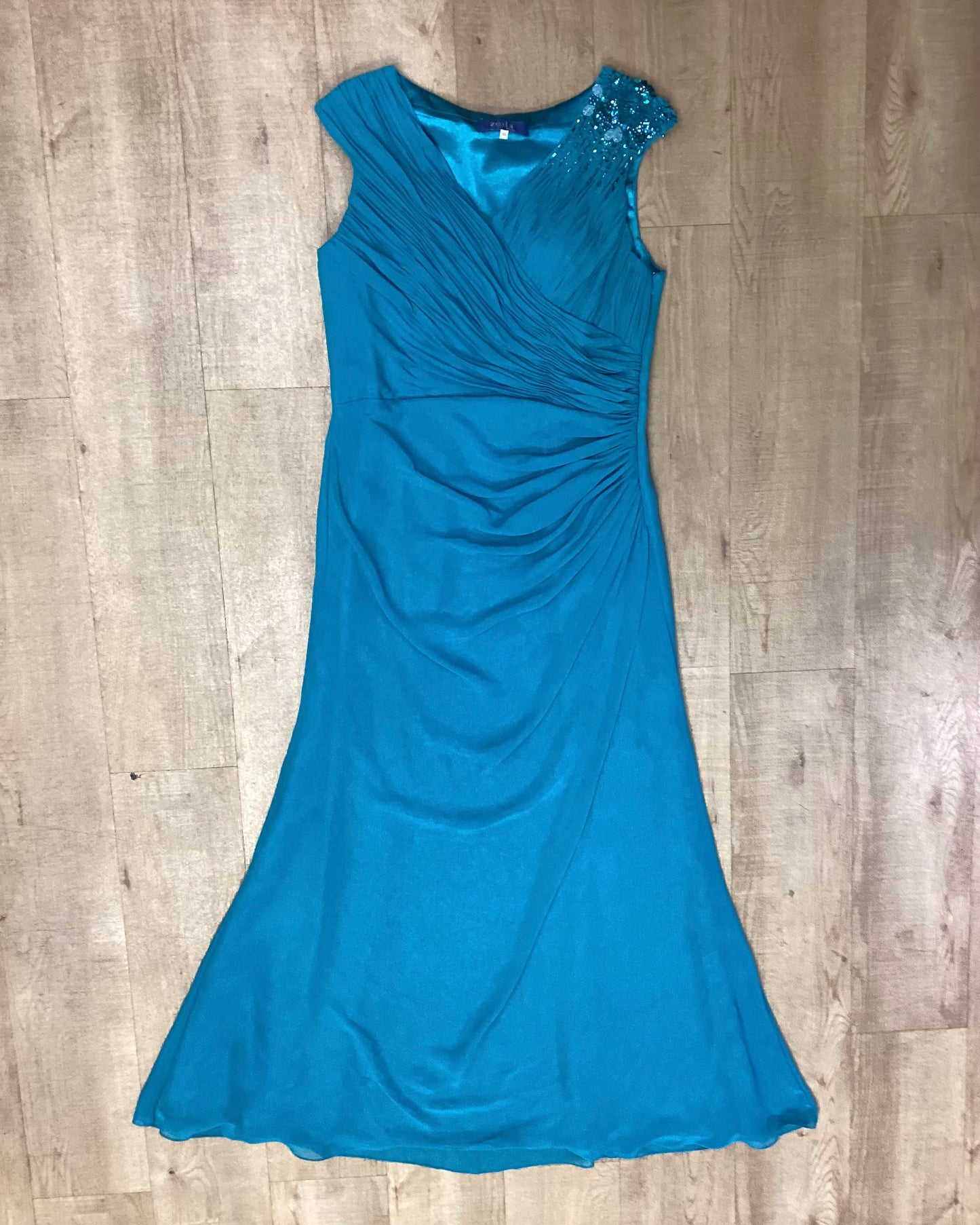 Zeila Dona Blue Gown with bead and sequin detail Size L