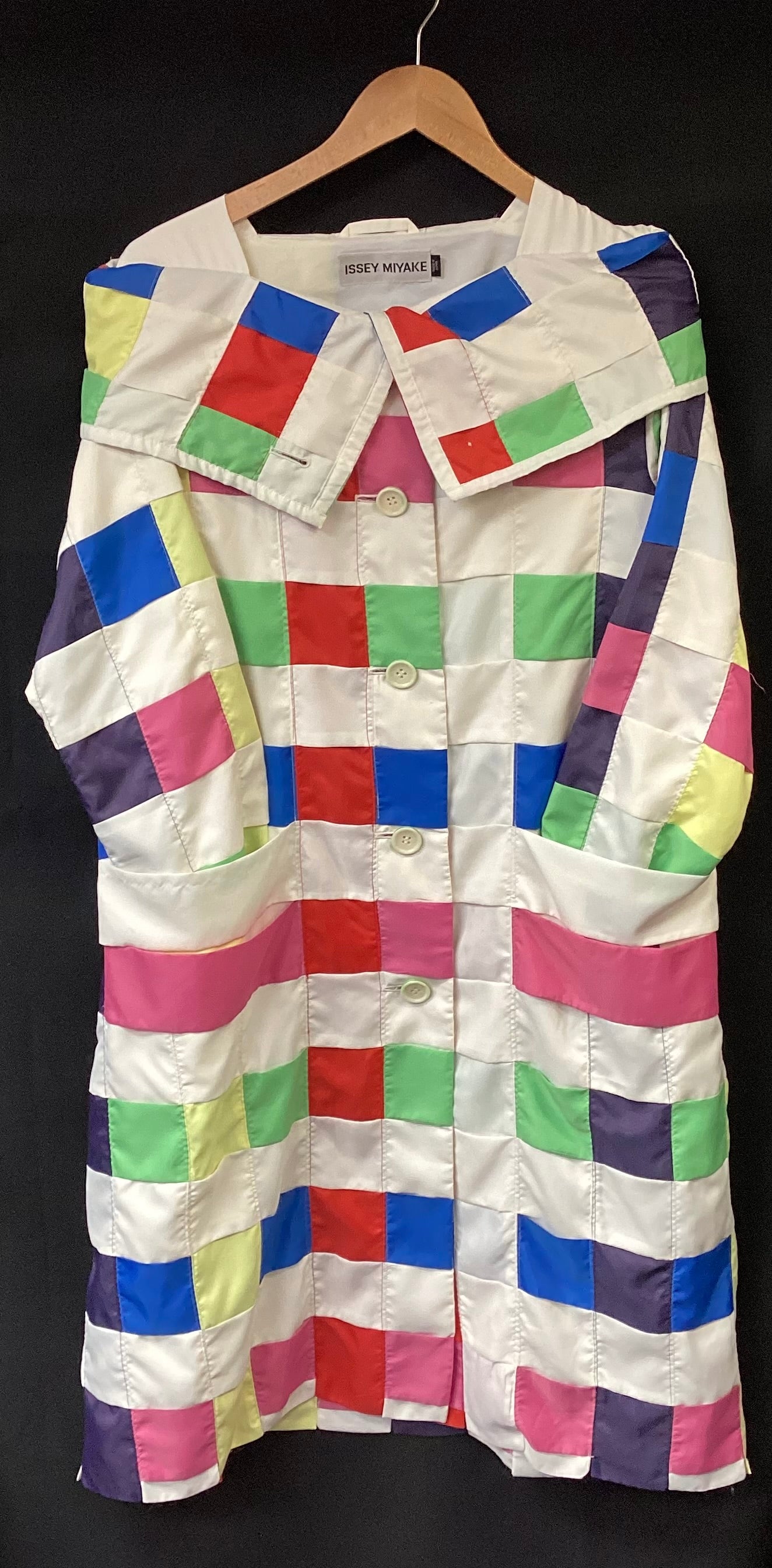 ISSEY MIYAKE Multicolour Woven-Patchwork Coat Size M