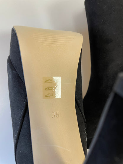 Carvela by Kurt Geiger New in Box Black Faux Suede Heeled Wedged Boots EU 38 UK 5