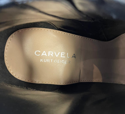 Carvela by Kurt Geiger New in Box Black Faux Suede Heeled Wedged Boots EU 38 UK 5