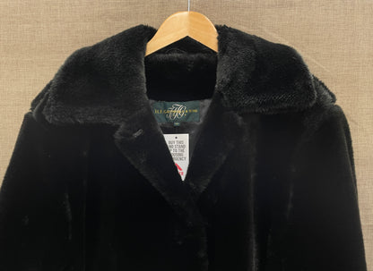 H F Greenfield & Sons Black Faux Fur Coat Size 12