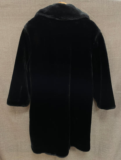 H F Greenfield & Sons Black Faux Fur Coat Size 12