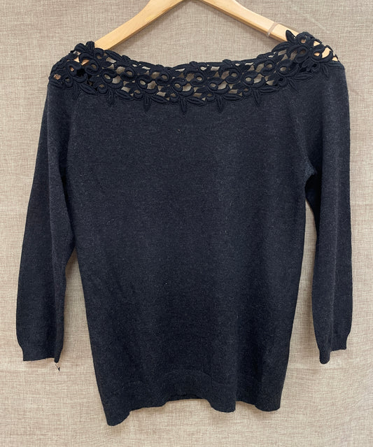 Clements Ribeiro Black Label Dark Grey Alpaca Wool Mix Jumper UK 12 Medium