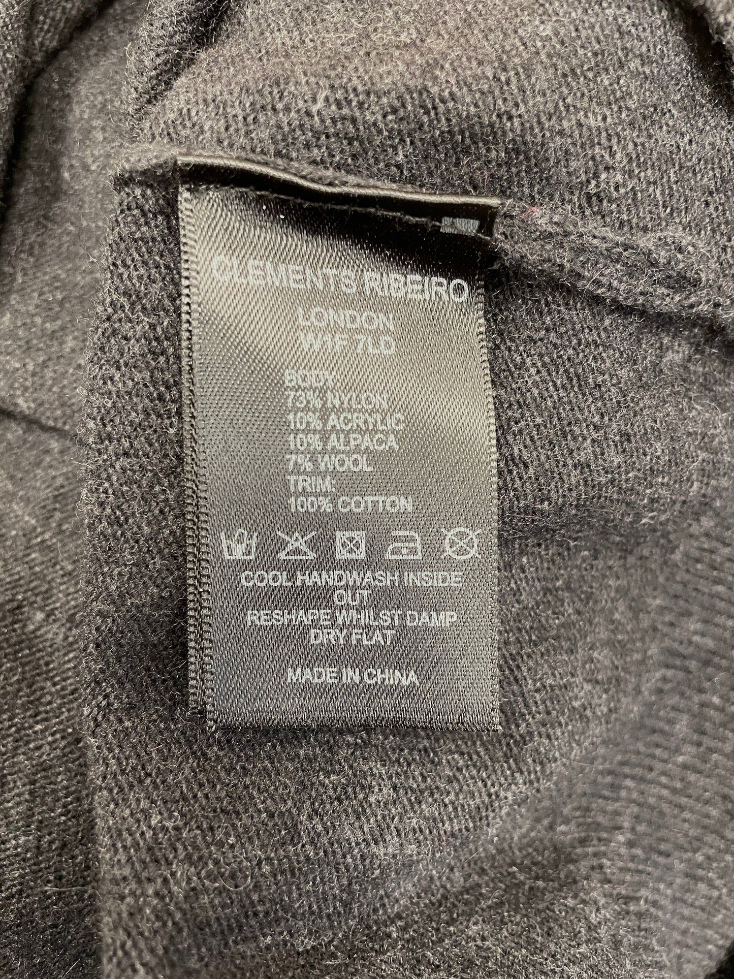 Clements Ribeiro Black Label Dark Grey Alpaca Wool Mix Jumper UK 12 Medium