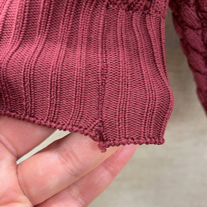 BHS Vintage 1980s Burgundy Maroon Red Tie Neck Jumper 18