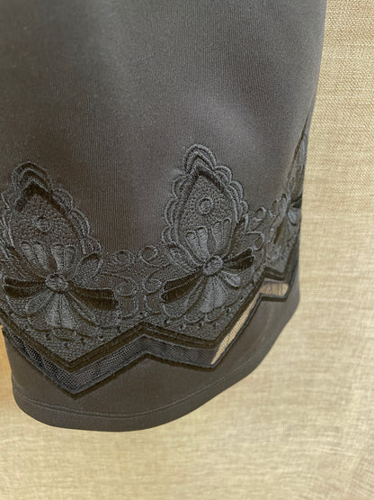 Ted Baker Black Lace Trim Short Sleeve Skater Dress Size 2 UK 10