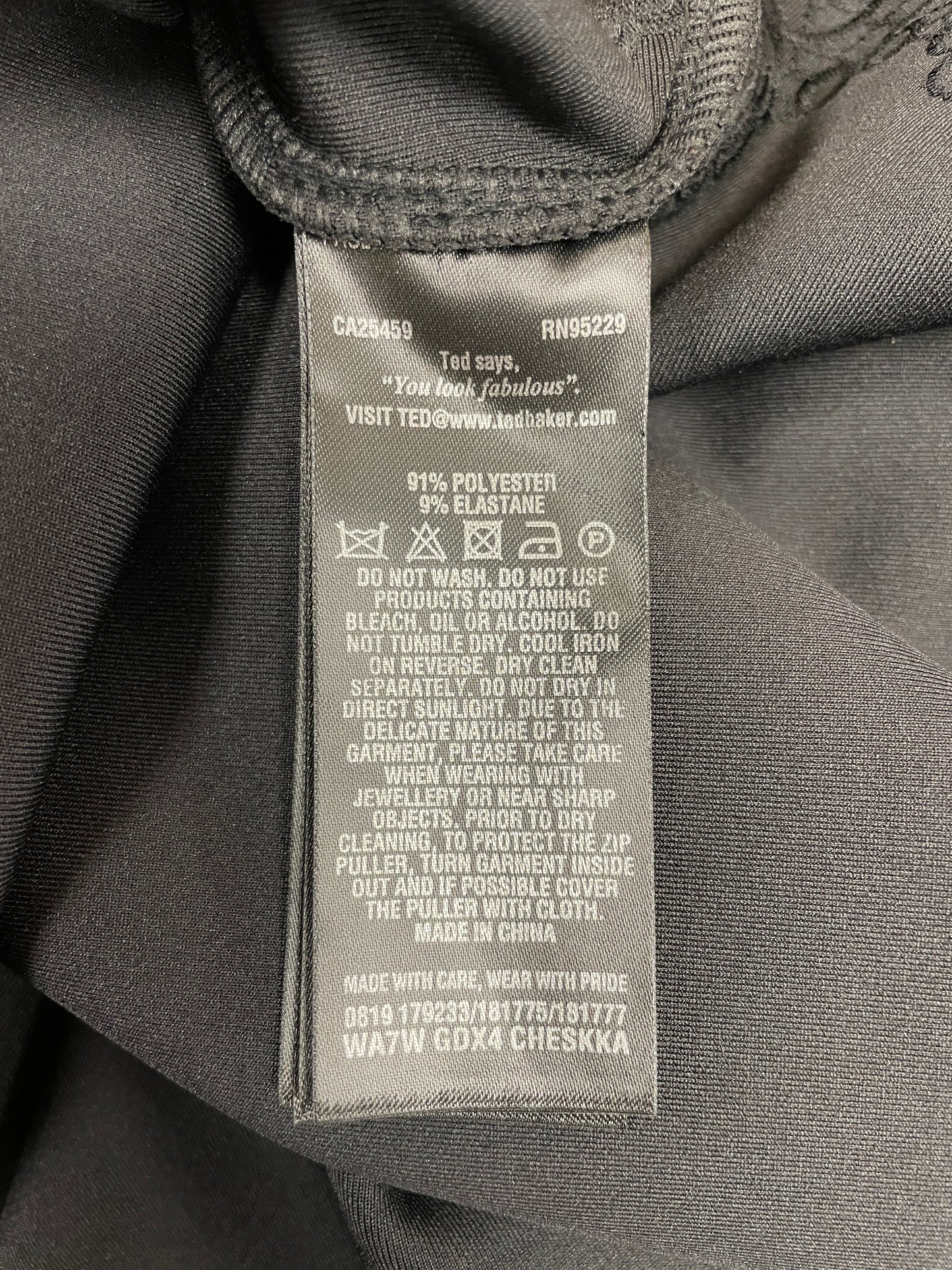 Ted Baker Black Lace Trim Short Sleeve Skater Dress Size 2 UK 10