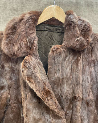 Vintage Brown Faux Fur Jacket Coat Medium