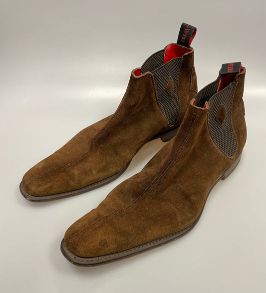 Jeffrey West Brown Suede Leather Pull On Boots 8.5