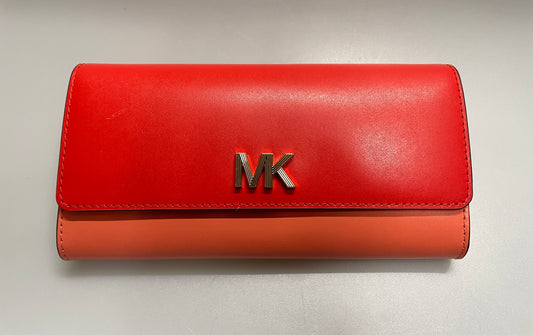 Michael Kors New Red & Coral Pink Peach Large Wallet Purse