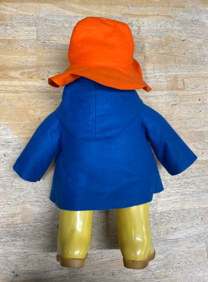 Vintage 1970s Gabrielle Designs Paddington Bear Blue Coat Yellow Dunlop Wellies Orange Hat