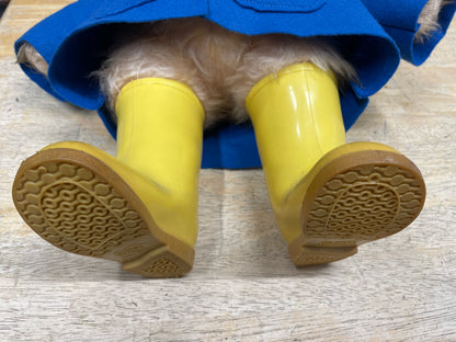 Vintage 1970s Gabrielle Designs Paddington Bear Blue Coat Yellow Dunlop Wellies Orange Hat