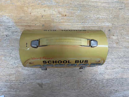 Vintage Walt Disney School Bus Metal Lunchbox with Plastic Aladdin Flask