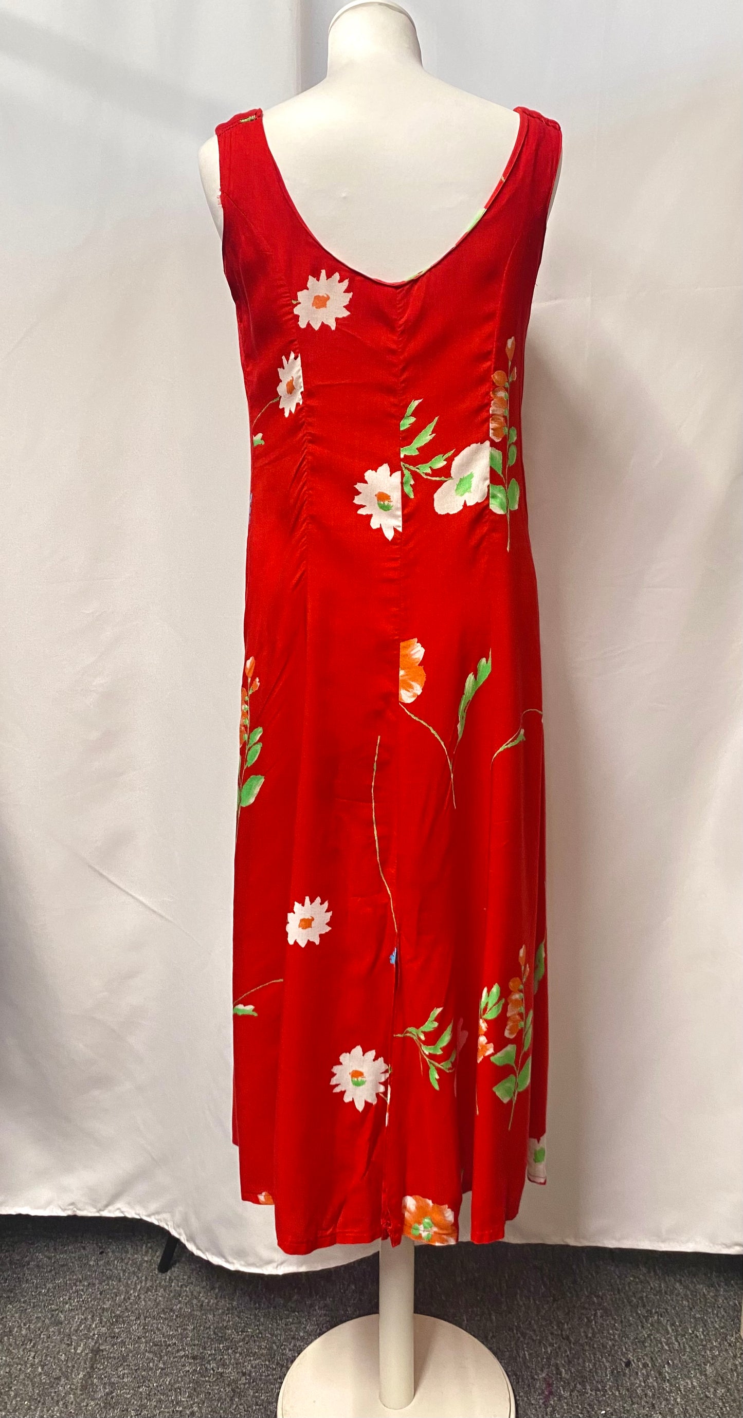 Vintage Unbranded Red Floral Sleeveless Festival Dress