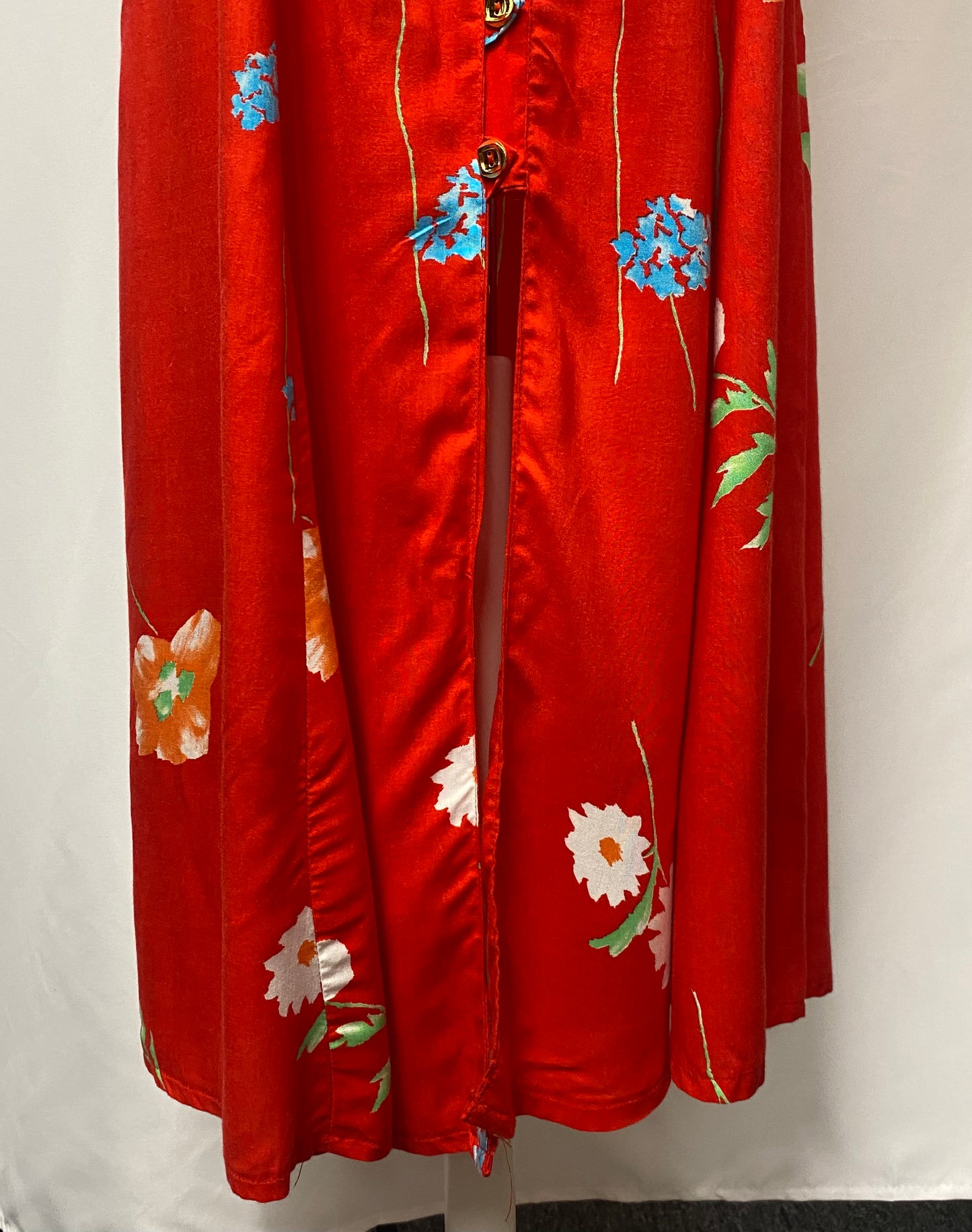 Vintage Unbranded Red Floral Sleeveless Festival Dress