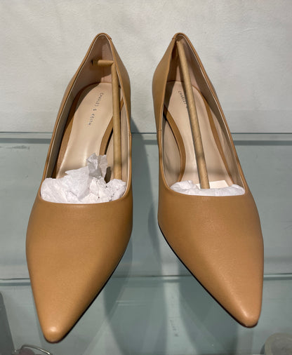Charles & Keith New with Box Camel Beige Faux Leather Heeled Court Shoes Size 40 UK 7
