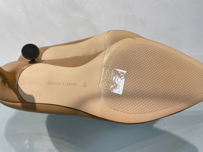 Charles & Keith New with Box Camel Beige Faux Leather Heeled Court Shoes Size 40 UK 7