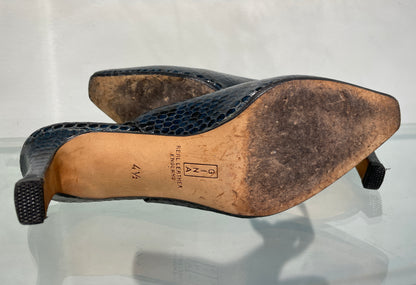 Gina Navy Blue Croc Effect Slingback Ankle Strap Heeled Shoes UK 4.5