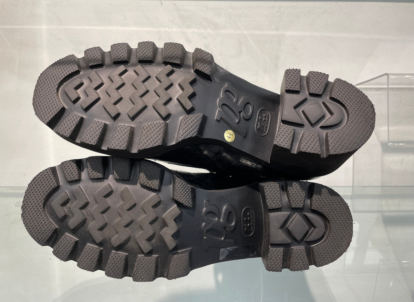 pg Paul Green New Croc Effect Black Leather Biker Style Block Heel Boots UK 4.5